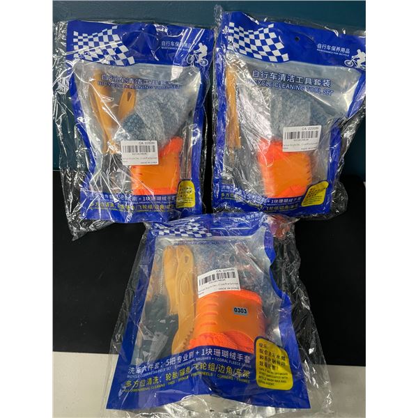 Lot of 3 Bicycle Cleaning Tool Sets