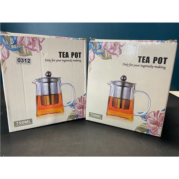 Lot of 2 Tea Pots - 750ml Capacity
