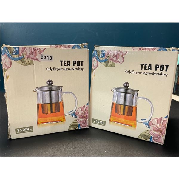 Lot of 2 Tea Pots - 750ml Capacity