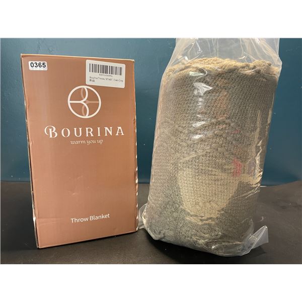 Lot of 1 Bourina Textured Throw Blanket - 50 x 60inch - Dark Grey