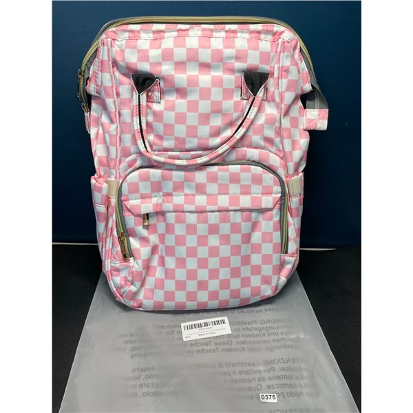 Lot of 1 Backbpack-Style Diaper Bag - Pink/White Checkered Design - Brand New!