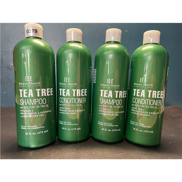 Lot of 2 Sets of Botanic Hearth Tea Tree Shampoo + Conditioner; 2X Shampoo & 2X Conditioners