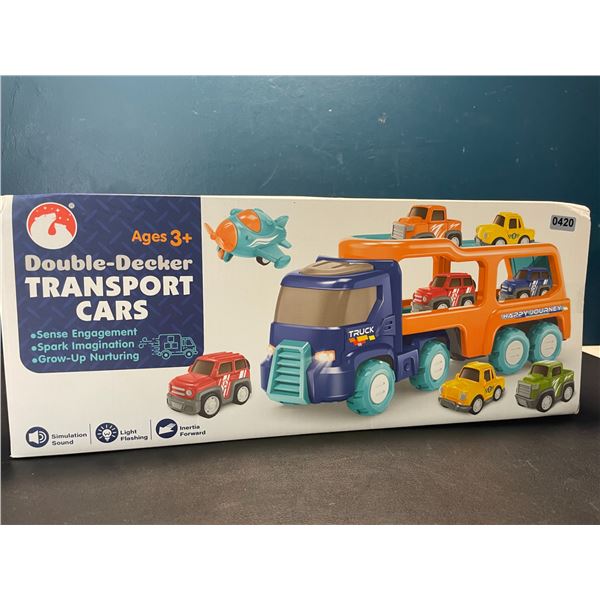 Lot of 1 Double-Decker Transport Car Toy Set - Makes Sounds/Lights Up - Brand New!