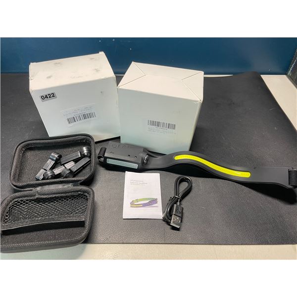 Lot of 2 Multi-Packs of Rechargeable Headlamps/Flashlights (with Sensor) - 2 Per Box/4 Total