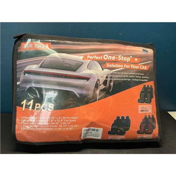 Lot of 1 Car Seat Cover Set - 11 PCS - Front and Rear Seat Covers - Dark Grey