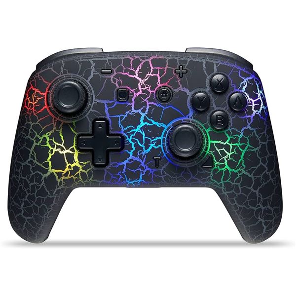 Lot of 1 RGB Wireless Controller for Nintendo Switch - Cracked Marble Light-Up Design - Brand New!