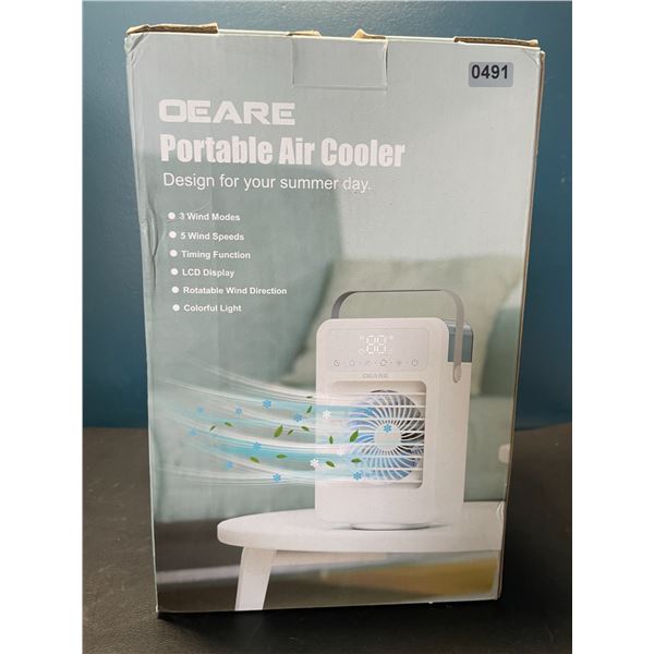Lot of 1 Portable Air Cooler w/ LCD Display. Colorful Night Light & 5 Fan Modes
