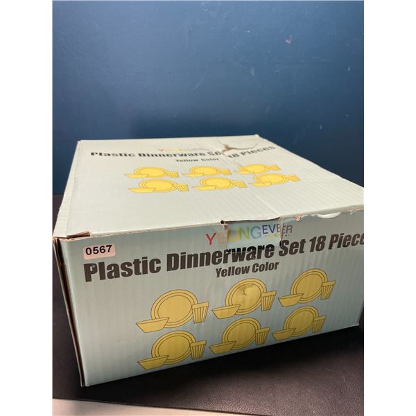 Lot of 1 Plastic Dinnerware Set - 18 Pieces - Yellow - Brand New!