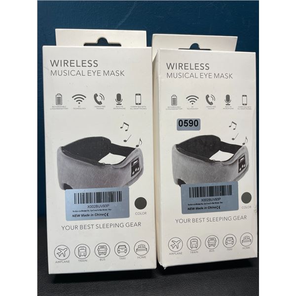 Lot of 2 Wireless Musical Eye Masks/Sleep Masks - Play Music, Make Calls, etc.