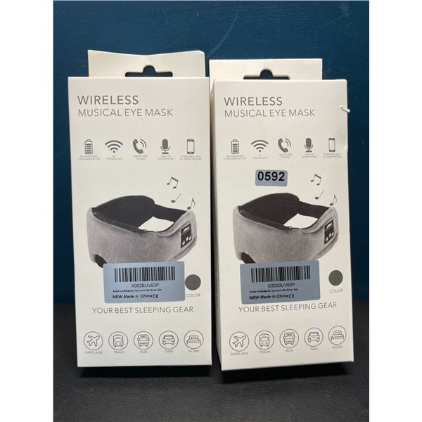 Lot of 2 Wireless Musical Eye Masks/Sleep Masks - Play Music, Make Calls, etc.