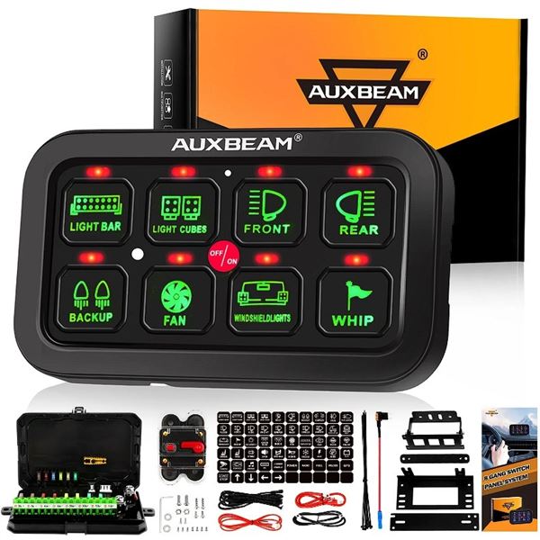 Lot of 1 Auxbeam Control 8 Gang LED Switch Panel Kit - Offroad Light Controller - BRAND NEW!