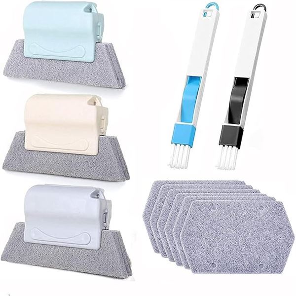 Lot of 4 INTOR Window Groove Cleaning Brush Sets/Window Crevice Track Cleaning Tool Sets