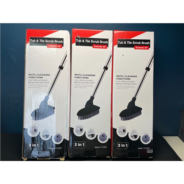 Lot of 3 Tub & Tile Scrub Brushes/Multi-Functional Cleaning Brushes - Brand New!