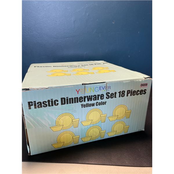 Lot of 1 Plastic Dinnerware Set - 18 Pieces - Yellow - Brand New!