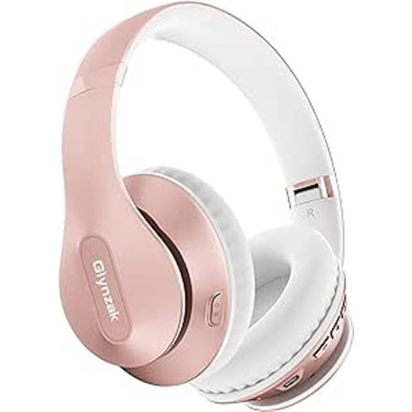 Lot of 2 Glynzak Wireless Over-Ear Headphones w/ 65hr Music/Talk Time! Rose Gold - Brand New!
