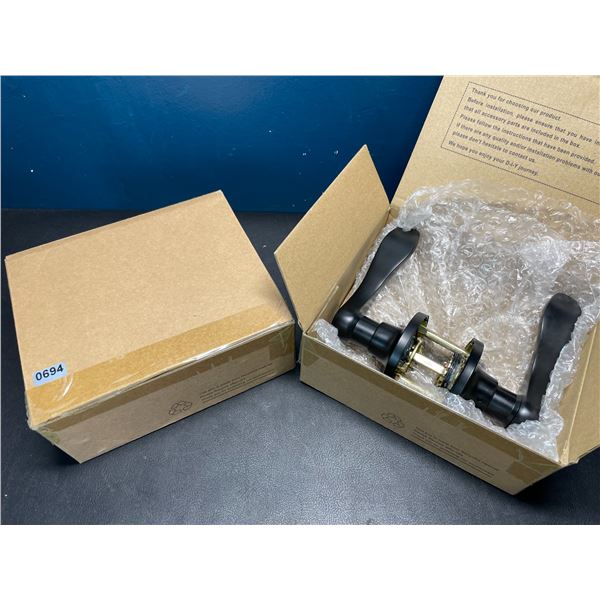 Lot of 2 Black Door Handle Sets - For Left or Right Sided Doors - Brand New!