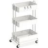 Image 1 : Lot of 1 Simple Houseware 3-Tier Metal Rolling Utility Cart - White - Brand New!