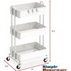 Image 3 : Lot of 1 Simple Houseware 3-Tier Metal Rolling Utility Cart - White - Brand New!