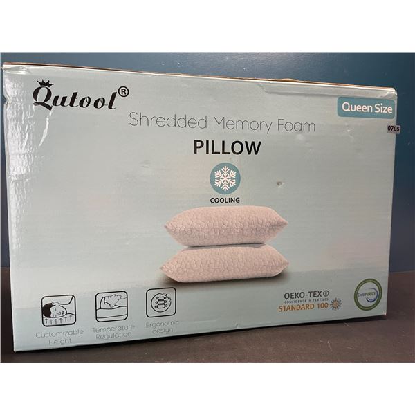 Lot of 1 Box of Cooling Shredded Memory Foam Pillows - Queen Size - Brand New! 2-Pillows Included