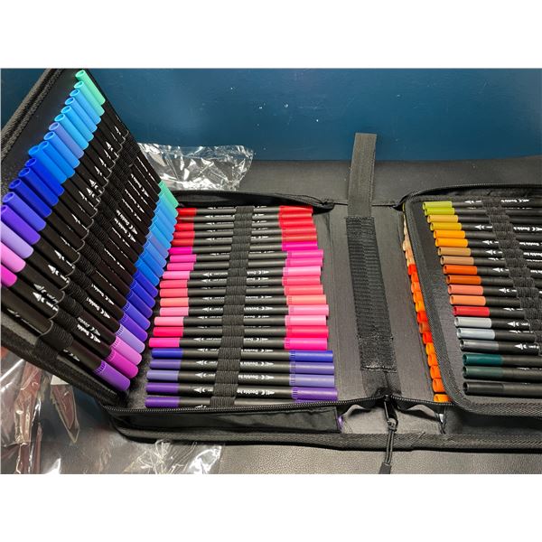 Lot of 1 Dual-Tip Artist Marker Set w/ Zipper Case - 120PCS/Colours - Brand New!