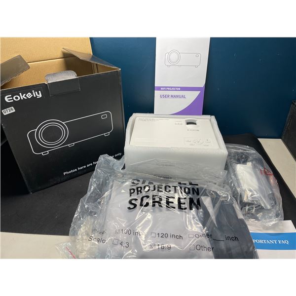 Lot of 1 Eokeiy Video Wifi Projector w/ 100" Projector Screen (Model: PJ0557)