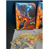 Image 2 : Lot of 2 Leather Pokemon Premium Card Binders - Charizard Design - w/ 6 Gold Metal Fan Art Cards