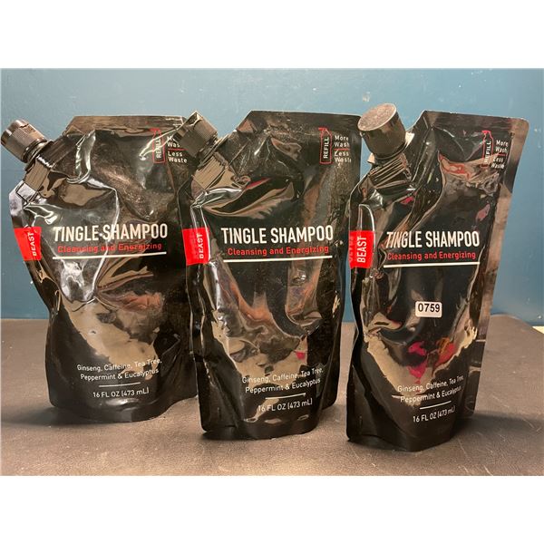 Lot of 3 Tingle Shampoos by Beast - 16fl oz each