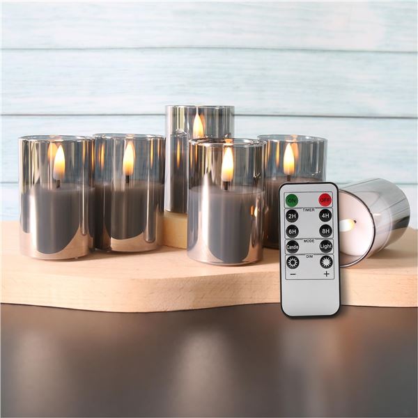 Lot of 2 Boxes of Girimax Glass LED Flameless Candles - 6PCS per box/12 Total