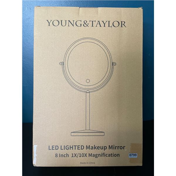 Lot of 1 Young&Taylor 8-inch LED Lighted Makeup Mirror w/ Magnification - Brand New!