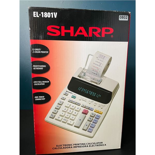 Lot of 1 SHARP EL-1801V Two-Color 12-Digit Electronic Printing Calculator - Brand New!