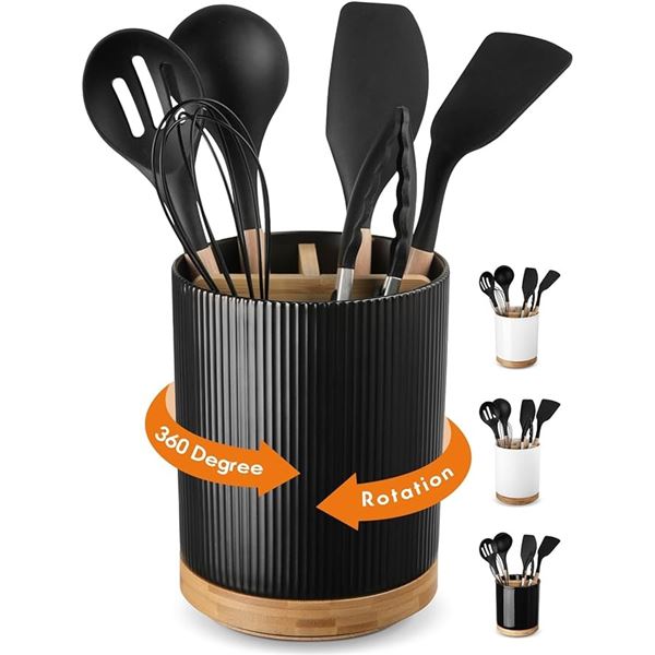 Lot of 1 LoeJan 3-Compartment Rotating Utensil Holder/Organizer for Kitchen - Brand New!