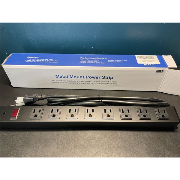 Lot of 1 Metal Mount 8-Outlet Power Strip Surge Protector w/ 6FT Cord - Brand New!