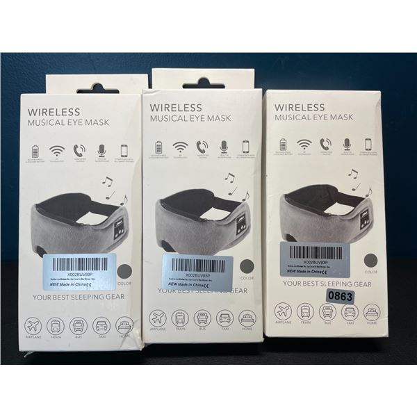 Lot of 3 Wireless Musical Eye Masks/Sleep Masks - Play Music, Make Calls, etc.