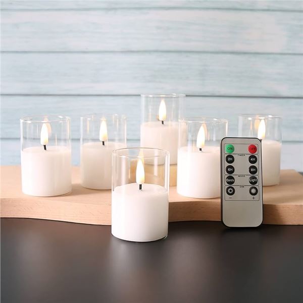 Lot of 2 Boxes of Girimax Glass LED Flameless Candles - 6PCS per box/12 Total