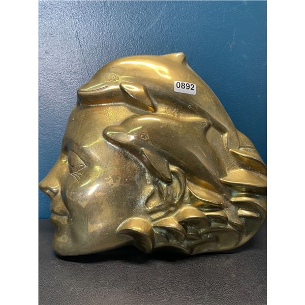 Lot of 1 Brass Dolphin Decor Piece - Used