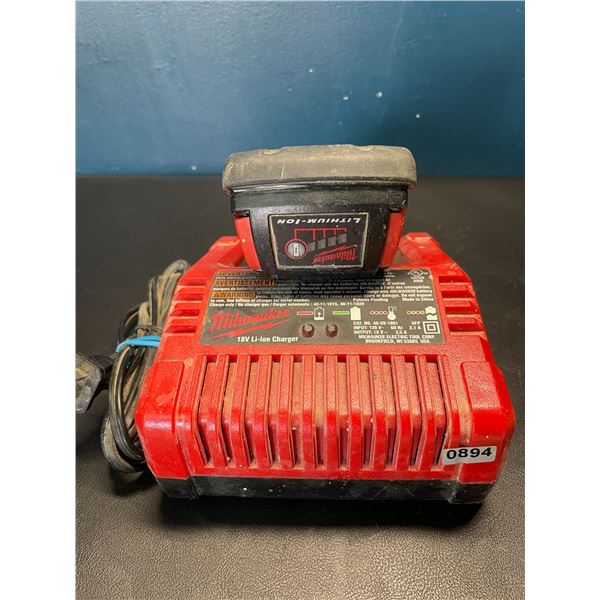 Lot of 1 Milwaukee Charger with Battery - Used - Works/Powers On