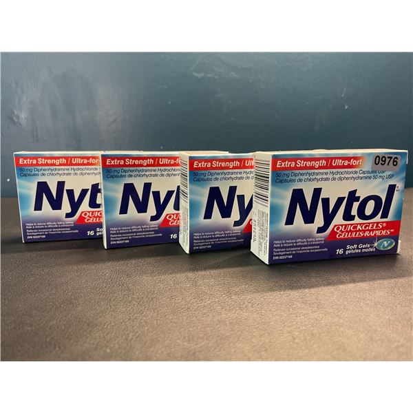 Lot of 4 Boxes of Nytol Extra Strength Quickgels - Nighttime Sleep Aid - 16 per box