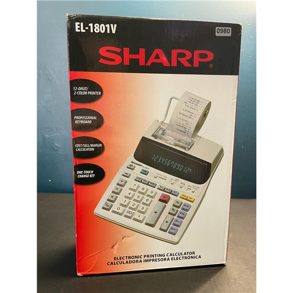 Lot of 1 SHARP EL-1801V Two-Color 12-Digit Electronic Printing Calculator - Brand New!