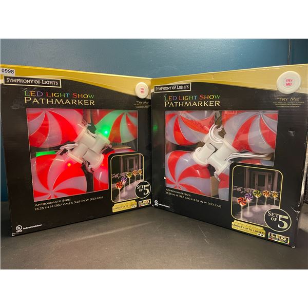 Lot of 2 Multi-Packs of LED Lollipop Holiday Pathmarker Lights - Colour Changing - 5PCS Per Box