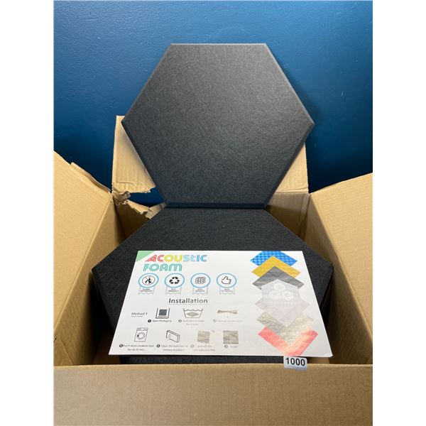 Lot of 1 Box of Acoustic Foam Wall Panels - 12 PCS - 12" x 10" x 0.4" - Hexagon Sound Proof Panels