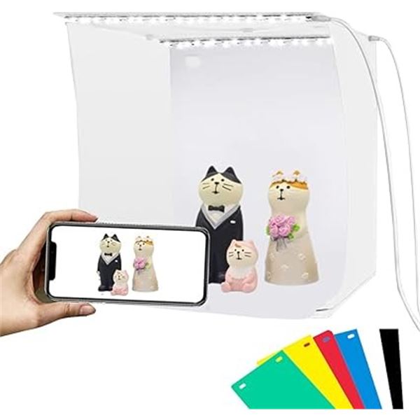 Lot of 2 Puluz LED Portable Photo Studio Light Boxes w/ 6 Color Backdrops - Brand New!