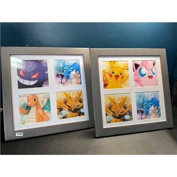 Lot of 2 Pokemon Framed Art Pieces - Featuring Assorted Famous Pokemon!