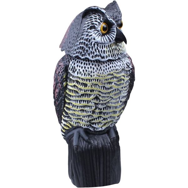 Lot of 3 Life-Like Owl Decoys for Lawns/Gardens - Scares Away Pests, Birds, Critters, etc.