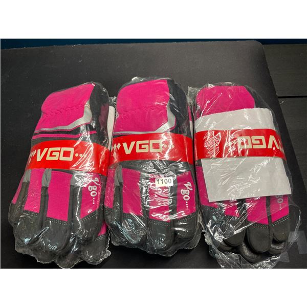 Lot of 3 Packs of Vgo Pink Safety Work Gloves - Brand New!