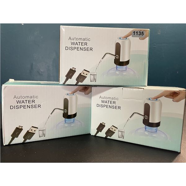 Lot of 3 Automatic Water Dispensers - USB Rechargeable - Brand New!