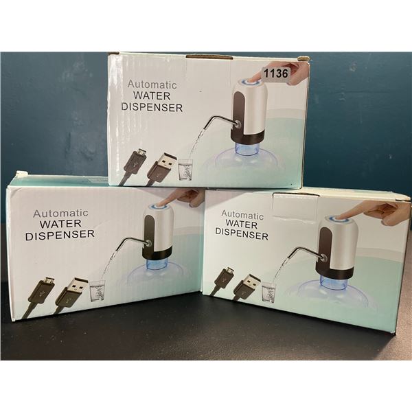 Lot of 3 Automatic Water Dispensers - USB Rechargeable - Brand New!