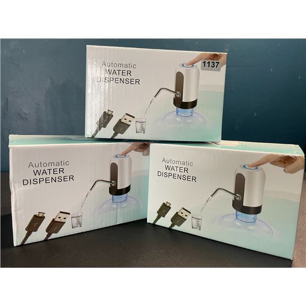 Lot of 3 Automatic Water Dispensers - USB Rechargeable - Brand New!