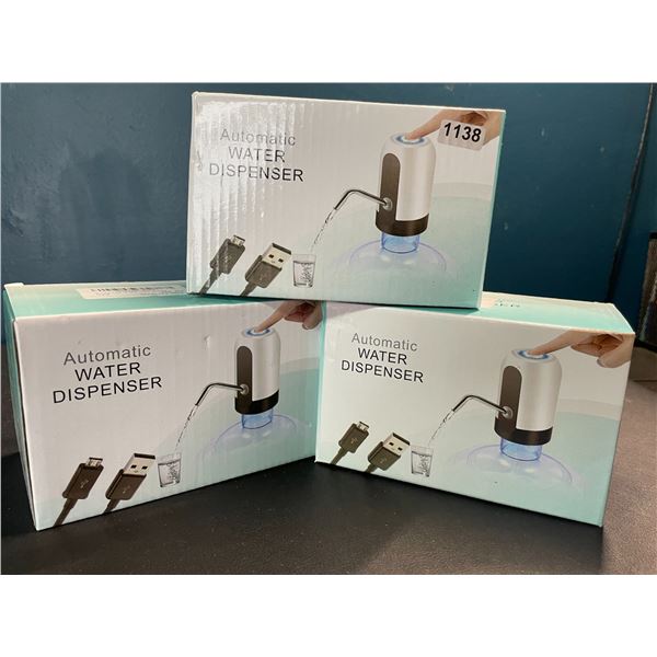Lot of 3 Automatic Water Dispensers - USB Rechargeable - Brand New!