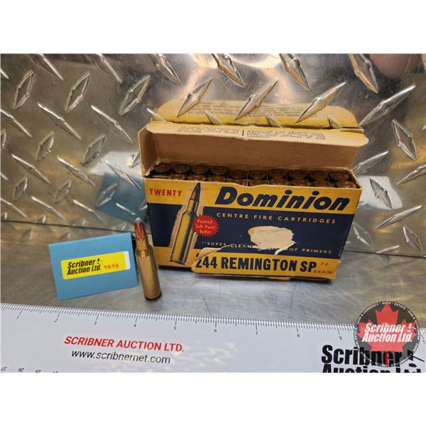 AMMO: CIL Dominion 244 Remington (75gr SP) (1 Box of 20 Rnds TOTAL ...