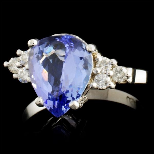 14K Gold Tanzanite & Diam Ring: 3.27ct & 0.22ctw